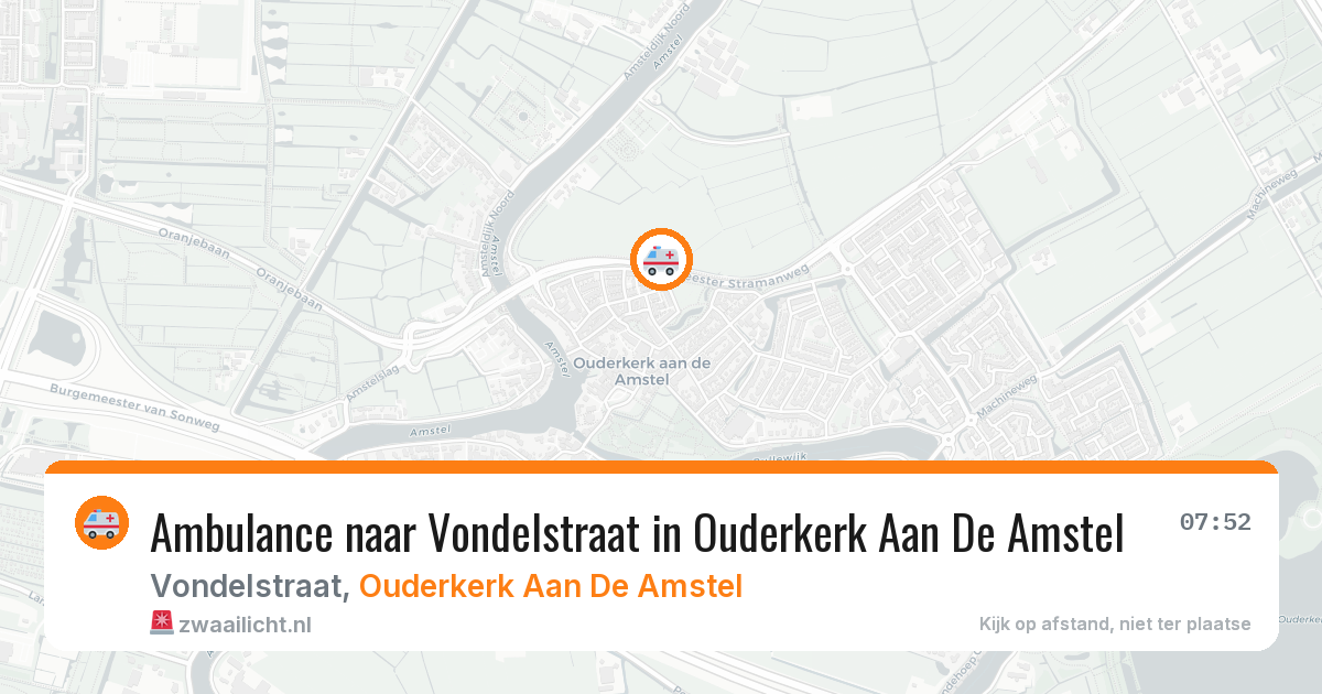 Ambulance naar Vondelstraat in Ouderkerk Aan De Amstel — 15 mei 2026
