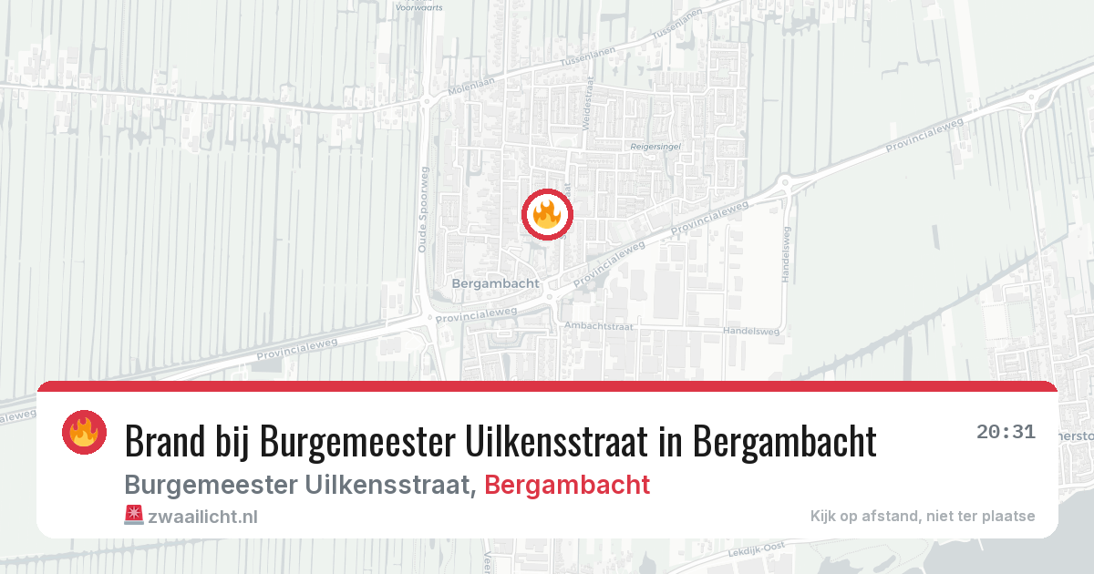 Brand bij Burgemeester Uilkensstraat in Bergambacht — 24 mei 2026