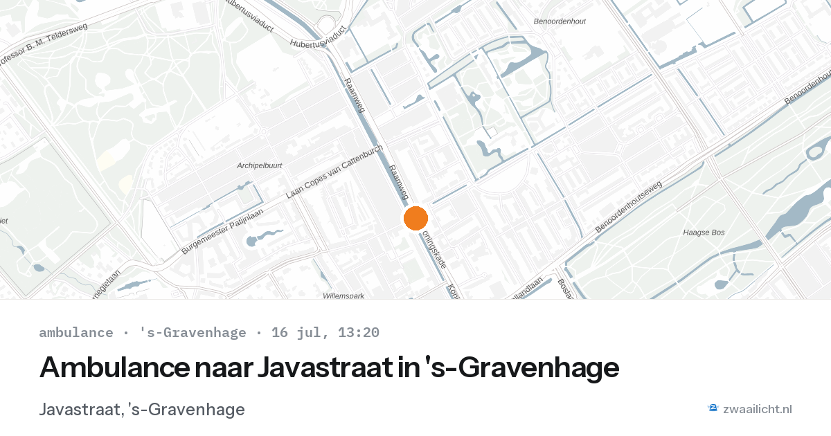 Ambulance naar Javastraat in 's-Gravenhage — 16 jul 2026
