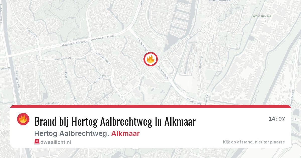 Brand bij Hertog Aalbrechtweg in Alkmaar — 13 aug 2026