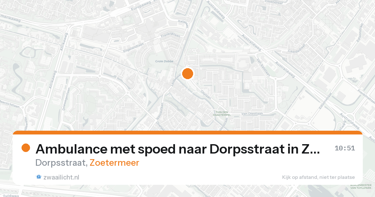 Ambulance met spoed naar Dorpsstraat in Zoetermeer — 25 aug 2026