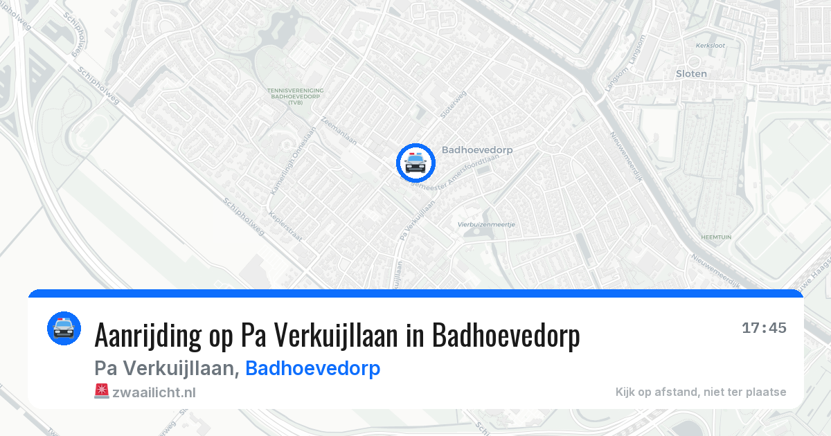 Aanrijding op Pa Verkuijllaan in Badhoevedorp — 18 jul 2026