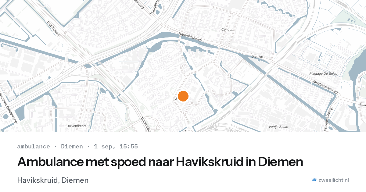 Ambulance met spoed naar Havikskruid in Diemen — 1 sep 2026