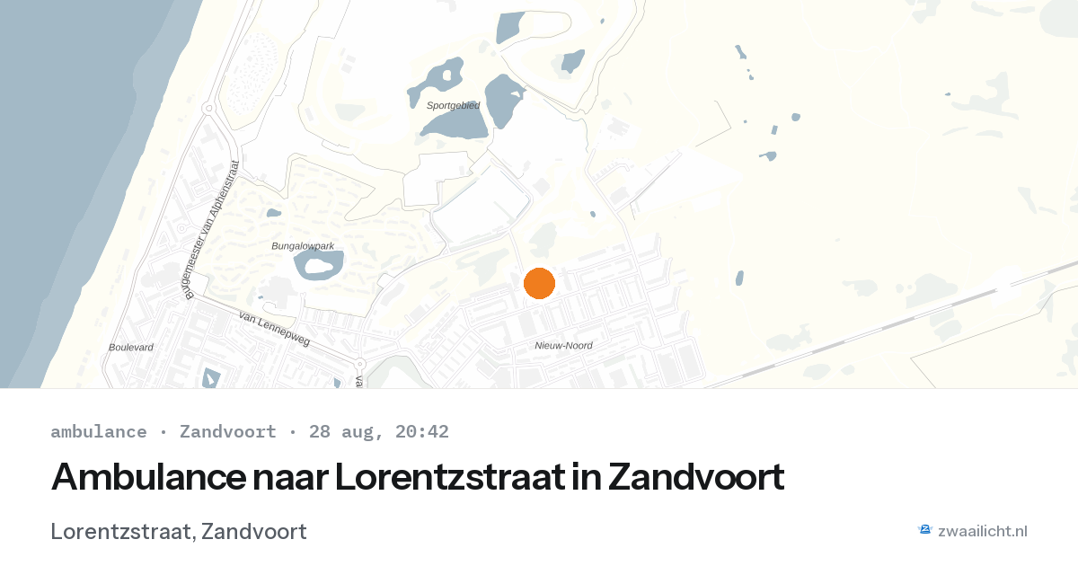 Ambulance naar Lorentzstraat in Zandvoort — 28 aug 2026