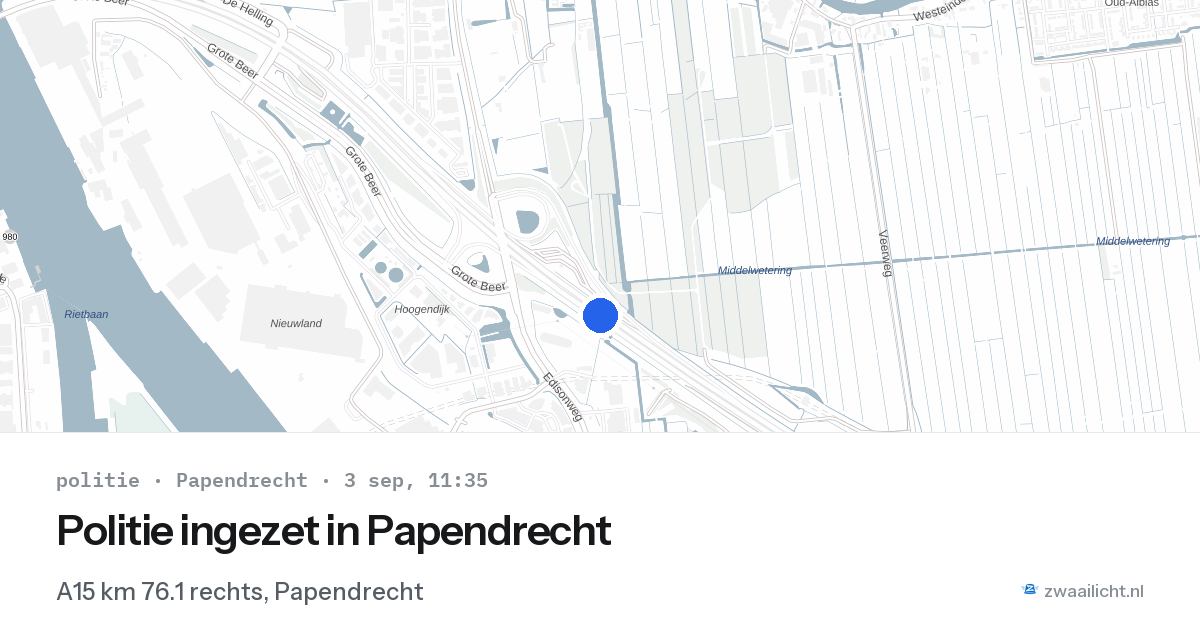 Politie ingezet in Papendrecht — 3 sep 2026 | 🚨 Zwaailicht.nl