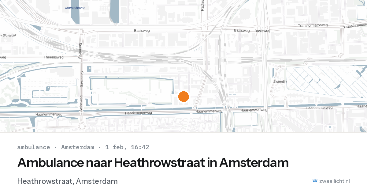 Ambulance naar Heathrowstraat in Amsterdam — 1 feb 2026