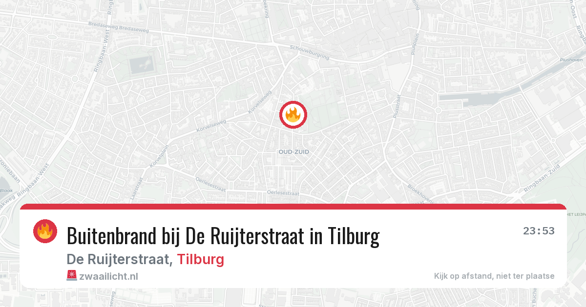Buitenbrand bij De Ruijterstraat in Tilburg — 14 mrt 2026