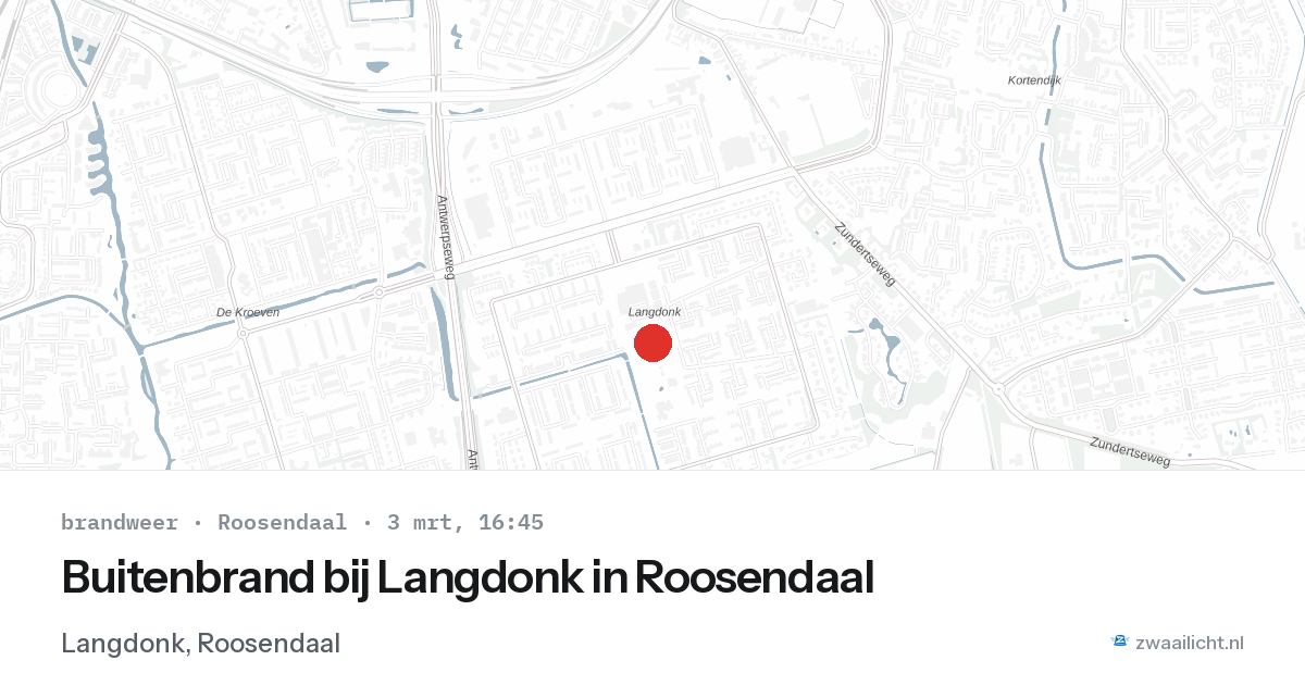 Buitenbrand bij Langdonk in Roosendaal — 3 mrt 2026