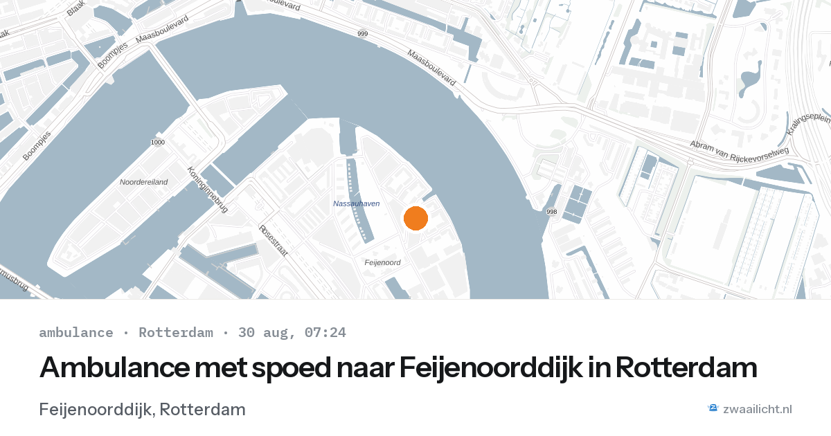 Ambulance met spoed naar Feijenoorddijk in Rotterdam — 30 aug 2026