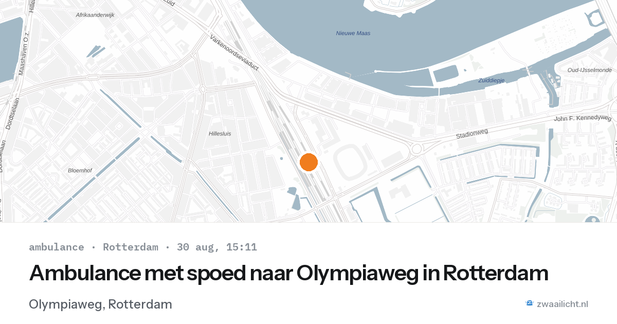 Ambulance met spoed naar Olympiaweg in Rotterdam — 30 aug 2026