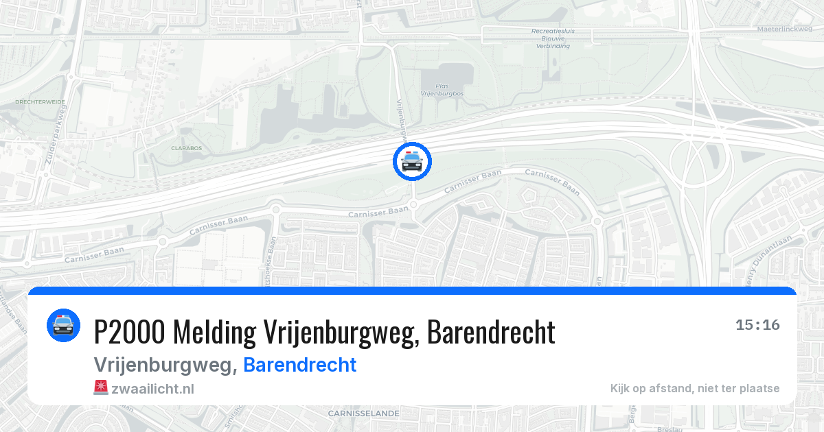 P2000 Melding Vrijenburgweg, Barendrecht — 16 mei 2026