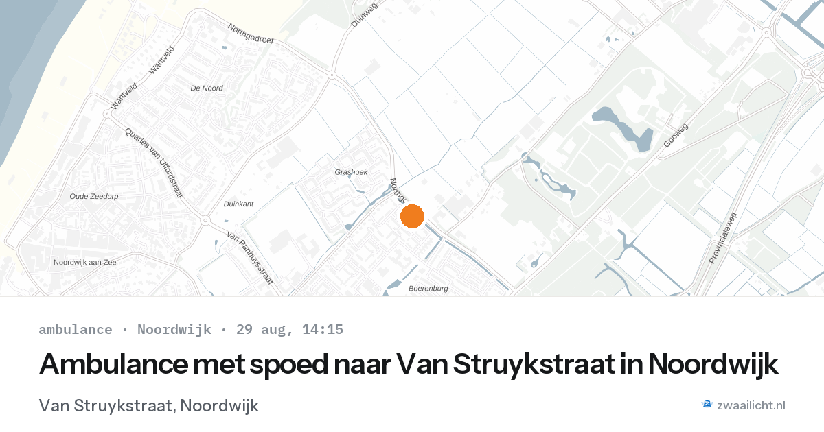 Ambulance met spoed naar Van Struykstraat in Noordwijk — 29 aug 2026