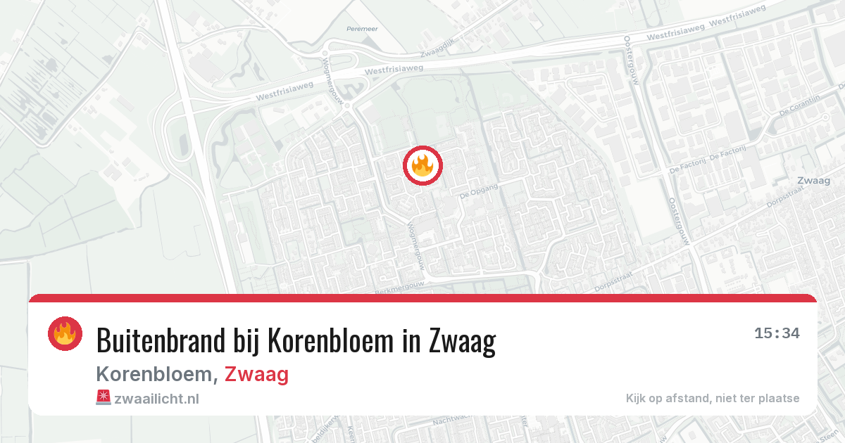 Buitenbrand bij Korenbloem in Zwaag — 29 apr 2026