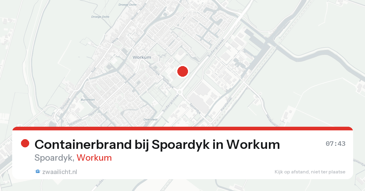 Containerbrand bij Spoardyk in Workum — 6 aug 2026