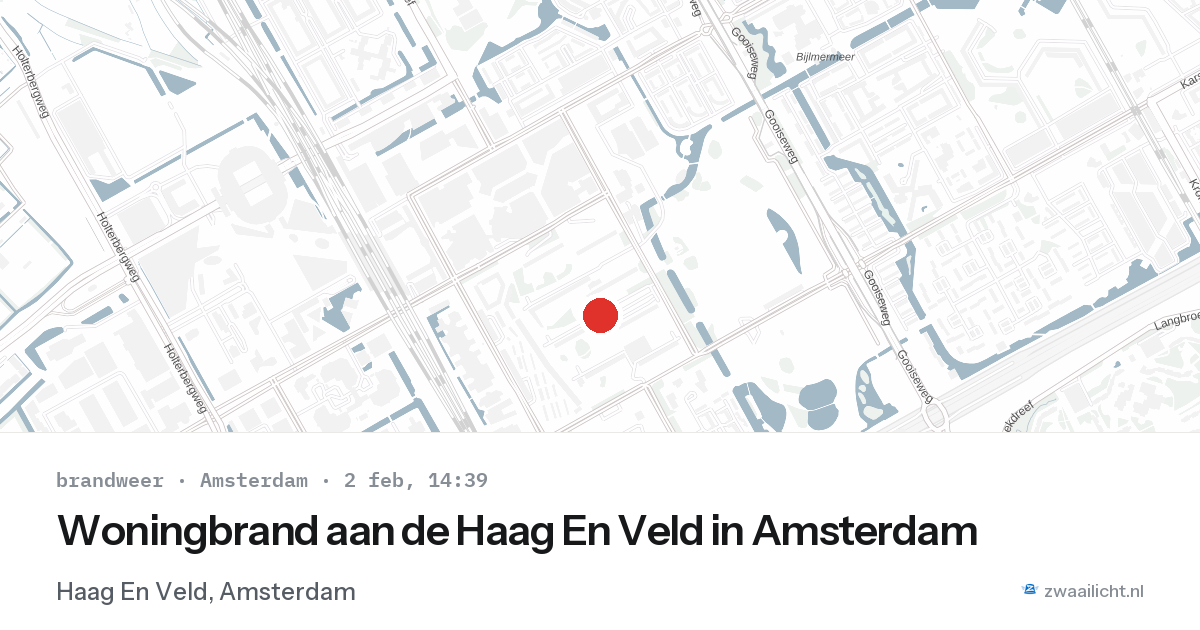 Woningbrand aan de Haag En Veld in Amsterdam — 2 feb 2026