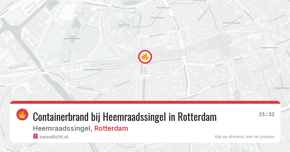 Containerbrand bij Heemraadssingel in Rotterdam — 8 aug 2026