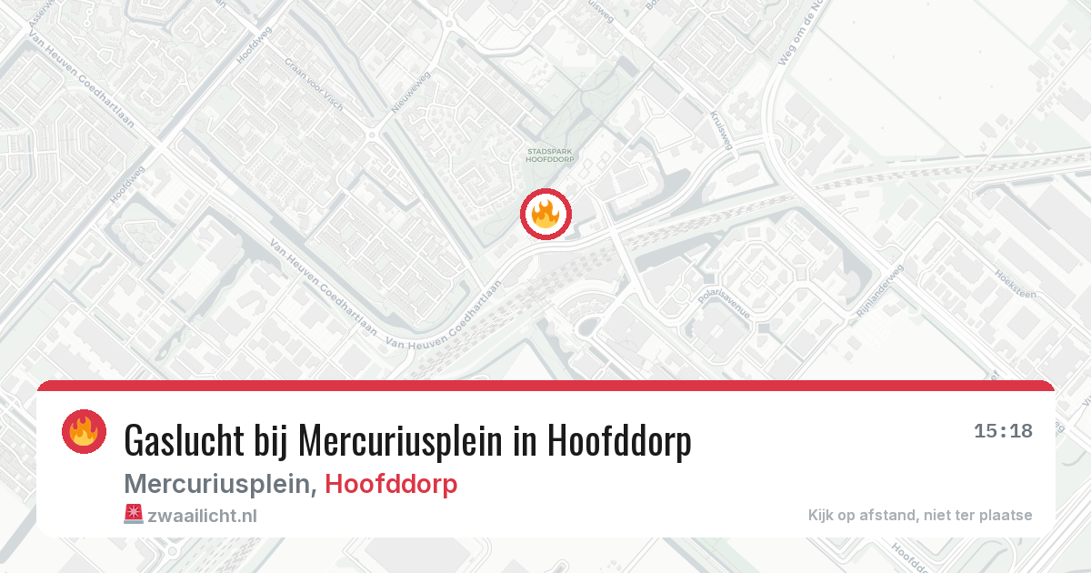 Gaslucht bij Mercuriusplein in Hoofddorp — 4 aug 2026