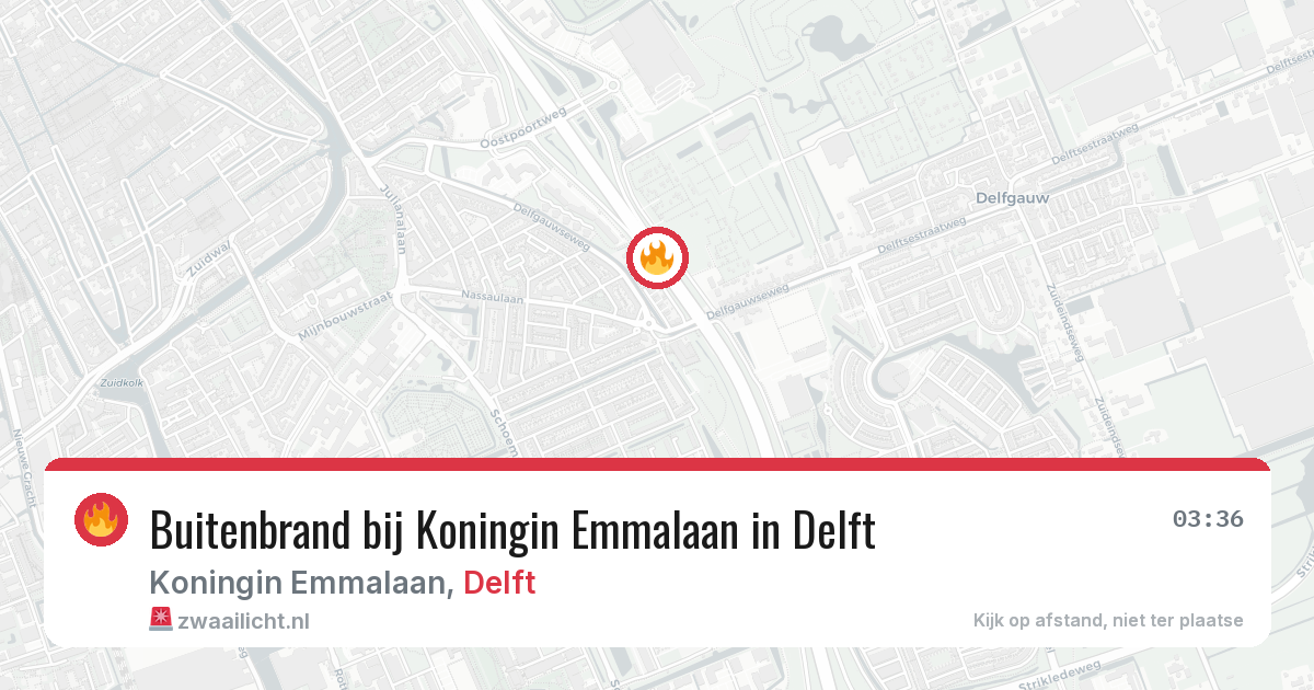 Buitenbrand bij Koningin Emmalaan in Delft — 24 jul 2026