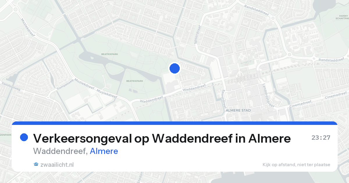 Verkeersongeval op Waddendreef in Almere — 22 aug 2026