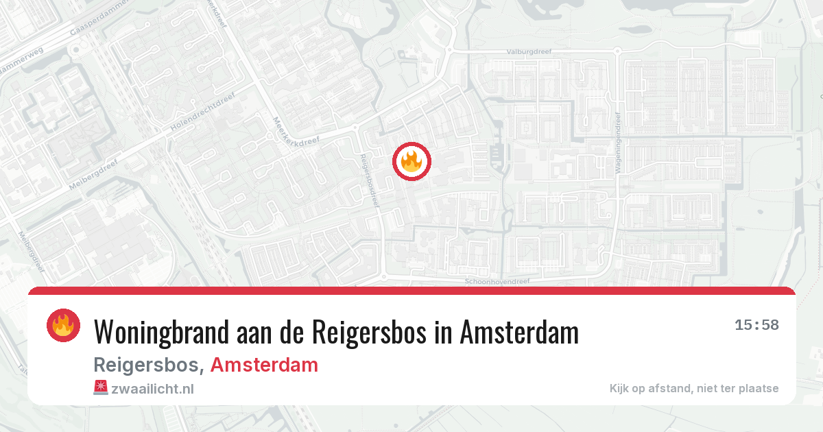 Woningbrand aan de Reigersbos in Amsterdam — 16 jun 2026