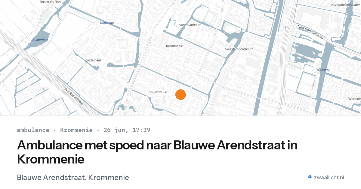 Ambulance met spoed naar Blauwe Arendstraat in Krommenie — 26 jun 2026