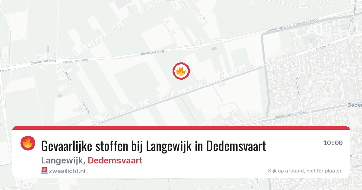 Gevaarlijke stoffen bij Langewijk in Dedemsvaart — 8 aug 2026