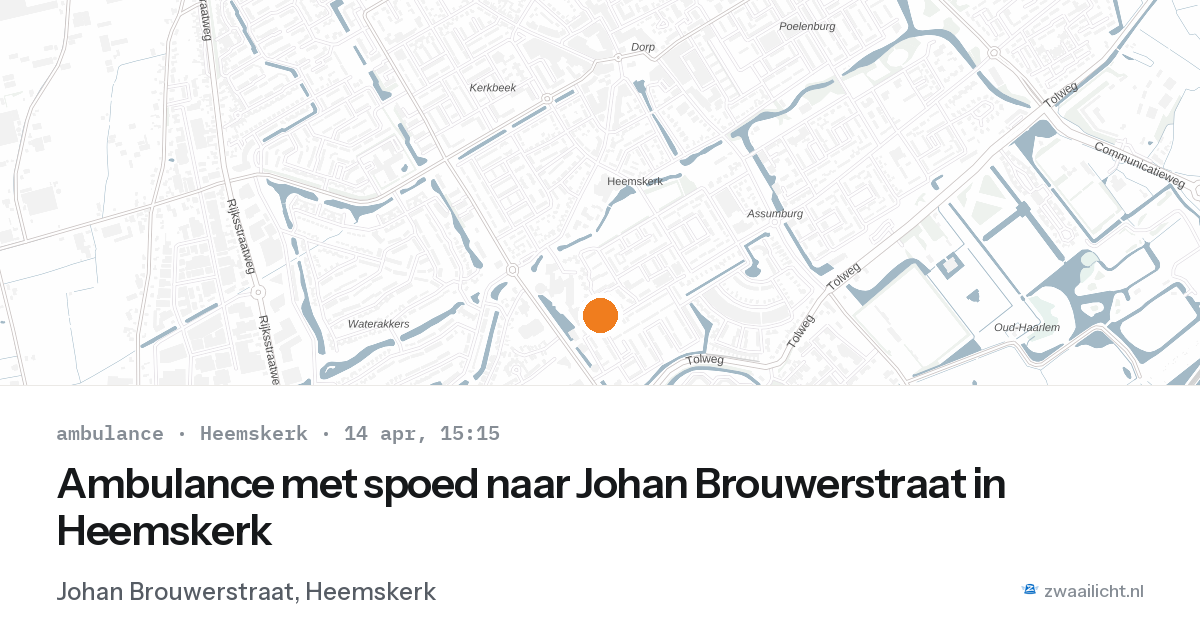 Ambulance met spoed naar Johan Brouwerstraat in Heemskerk — 14 apr 2026