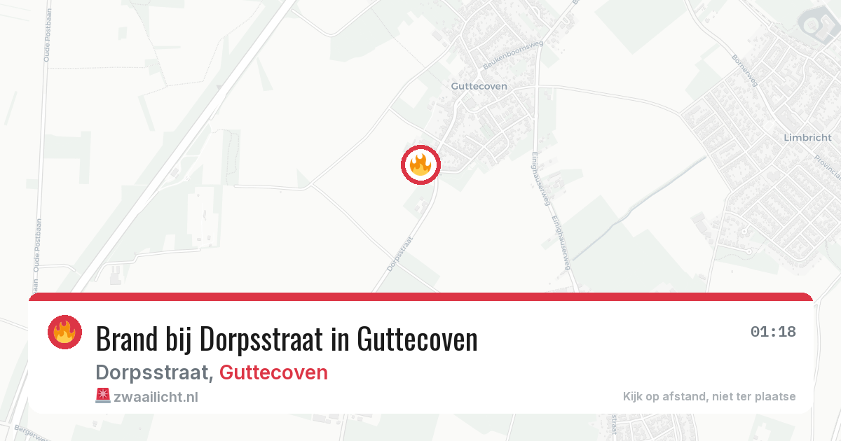Brand bij Dorpsstraat in Guttecoven — 14 jul 2026