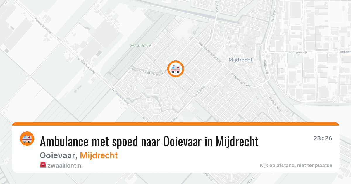 Ambulance met spoed naar Ooievaar in Mijdrecht — 14 aug 2026