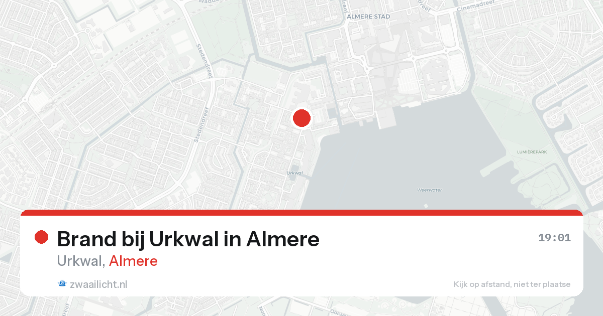 Brand bij Urkwal in Almere — 24 aug 2026