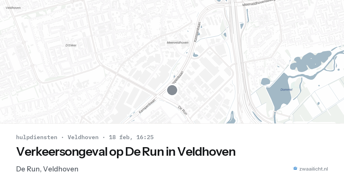Verkeersongeval op De Run in Veldhoven — 18 feb 2026