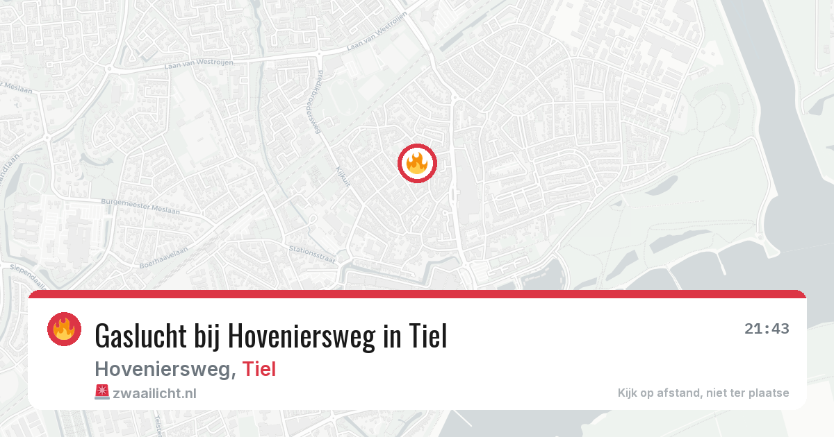 Gaslucht bij Hoveniersweg in Tiel — 21 mei 2026
