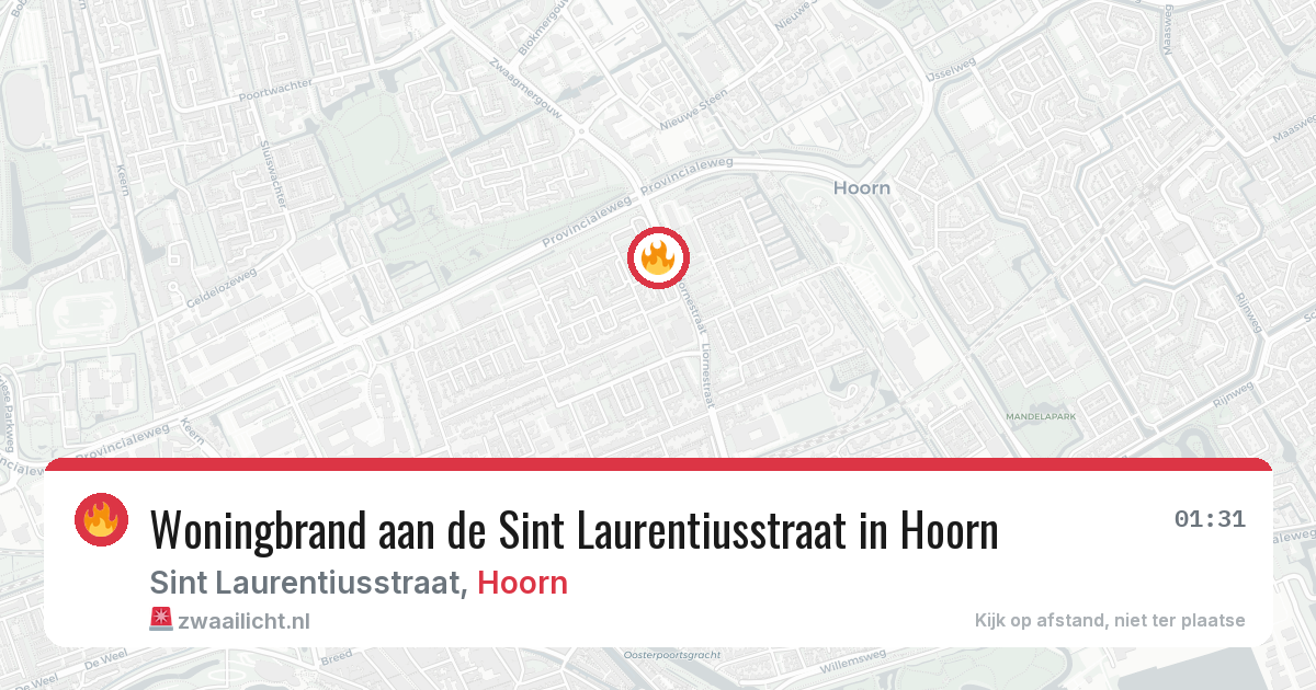 Woningbrand aan de Sint Laurentiusstraat in Hoorn — 18 jun 2026