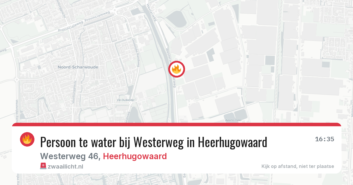 Persoon te water bij Westerweg in Heerhugowaard — 12 feb 2026