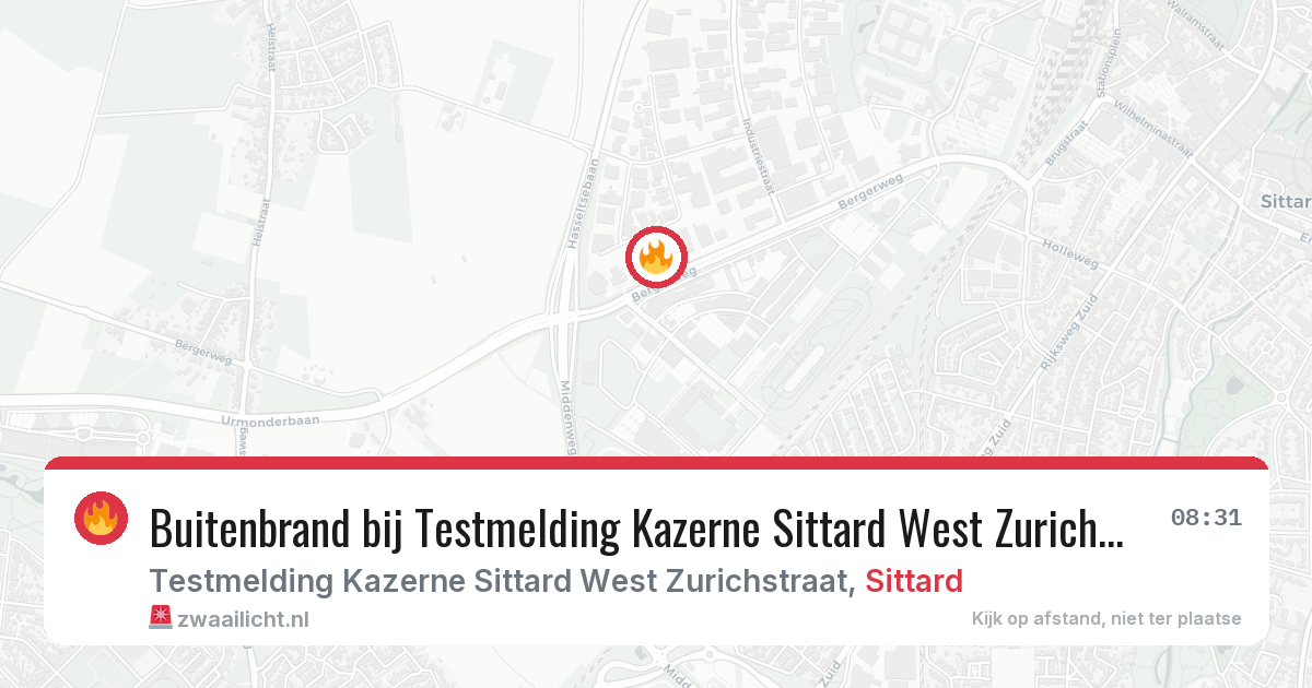 Buitenbrand bij Testmelding Kazerne Sittard West Zurichstraat in Sittard — 29 jan 2026