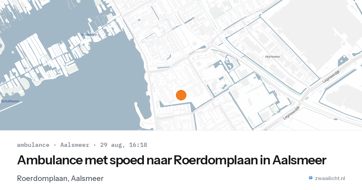 Ambulance met spoed naar Roerdomplaan in Aalsmeer — 29 aug 2026