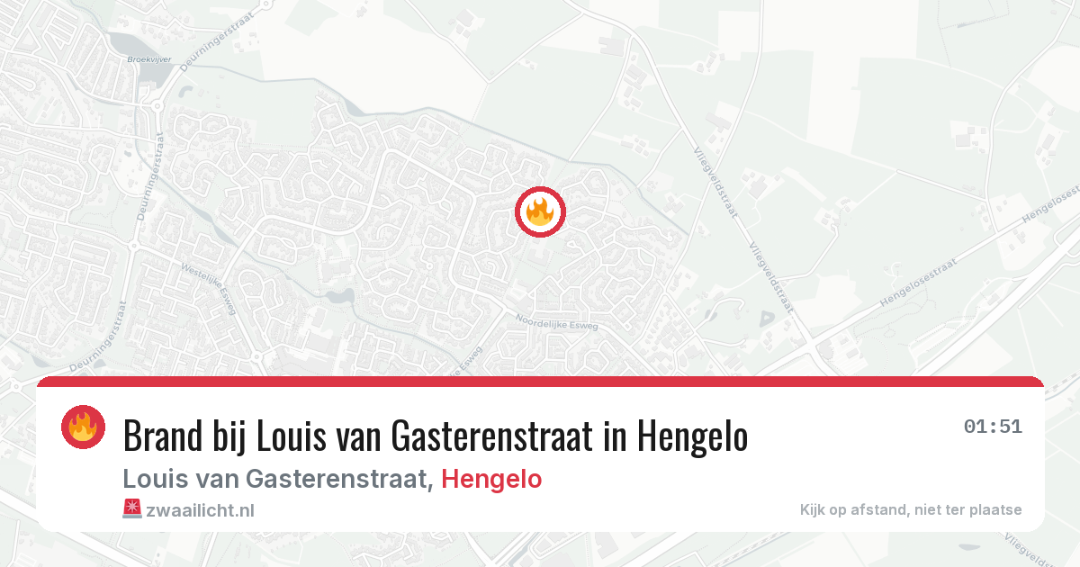 Brand bij Louis van Gasterenstraat in Hengelo — 5 aug 2026