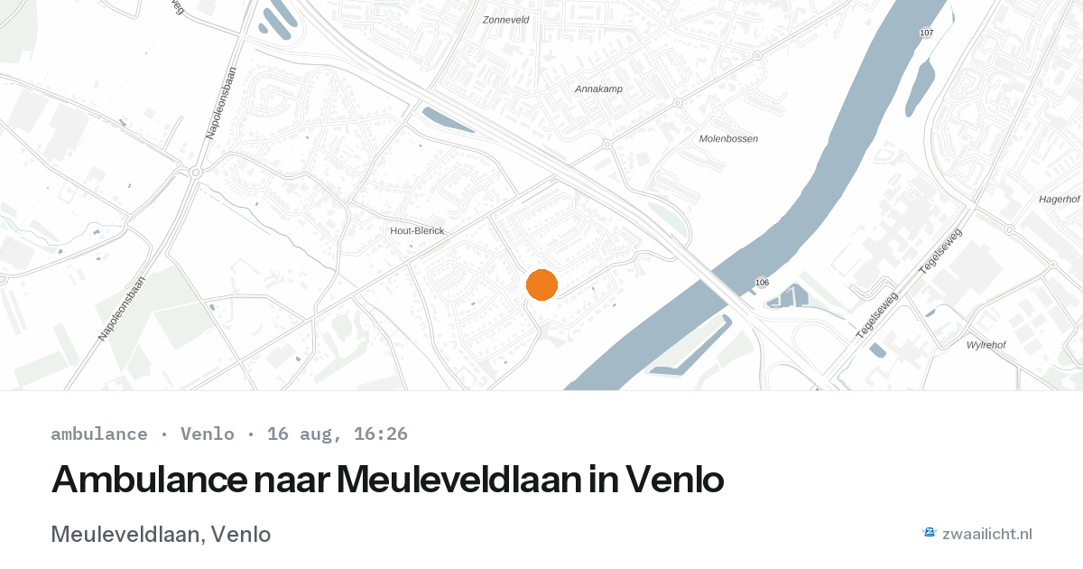 Ambulance naar Meuleveldlaan in Venlo — 16 aug 2026
