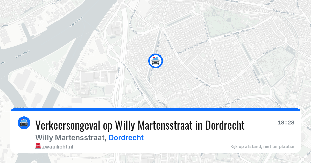 Verkeersongeval op Willy Martensstraat in Dordrecht — 10 jun 2026