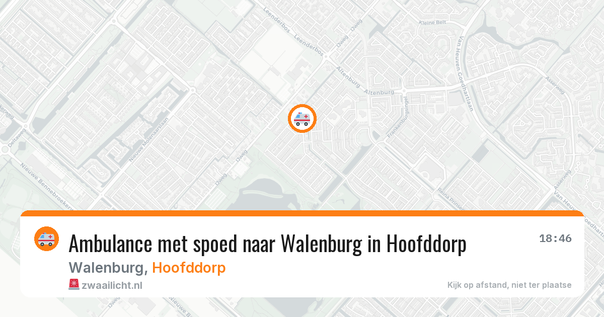 Ambulance met spoed naar Walenburg in Hoofddorp — 14 aug 2026