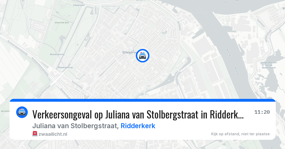 Verkeersongeval op Juliana van Stolbergstraat in Ridderkerk — 30 jul 2026