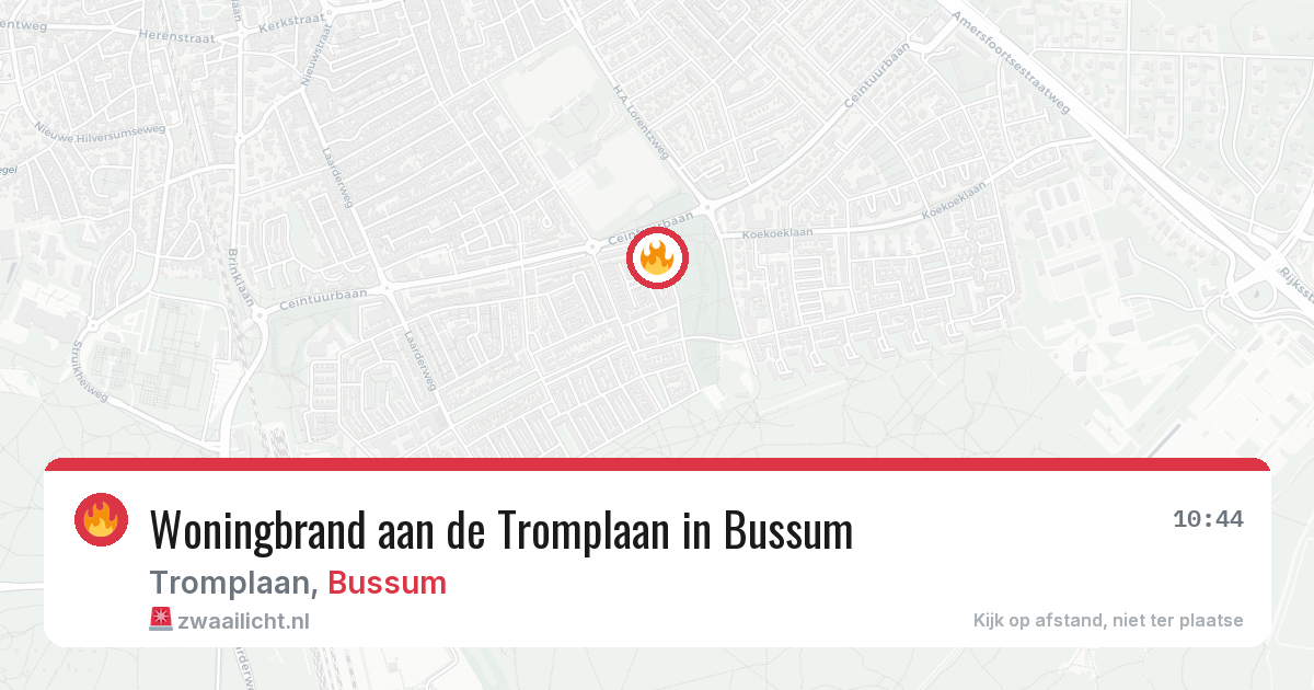 Woningbrand aan de Tromplaan in Bussum — 26 feb 2026