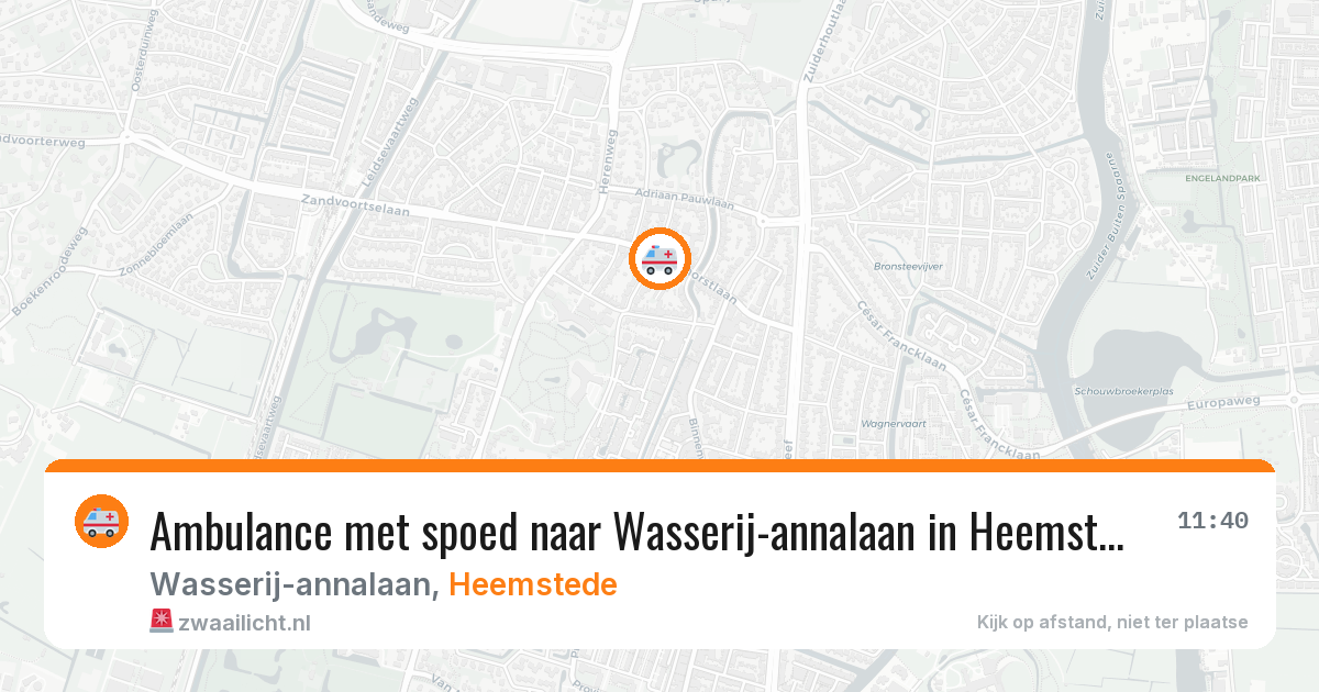 Ambulance met spoed naar Wasserij-annalaan in Heemstede — 7 aug 2026