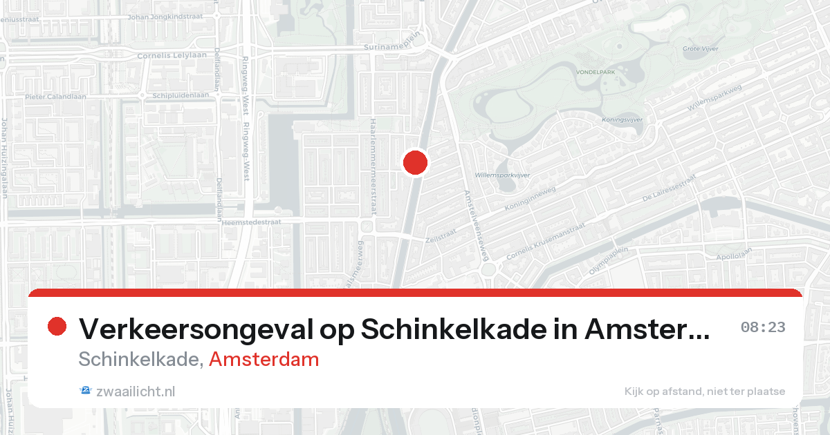 Verkeersongeval op Schinkelkade in Amsterdam — 20 aug 2026