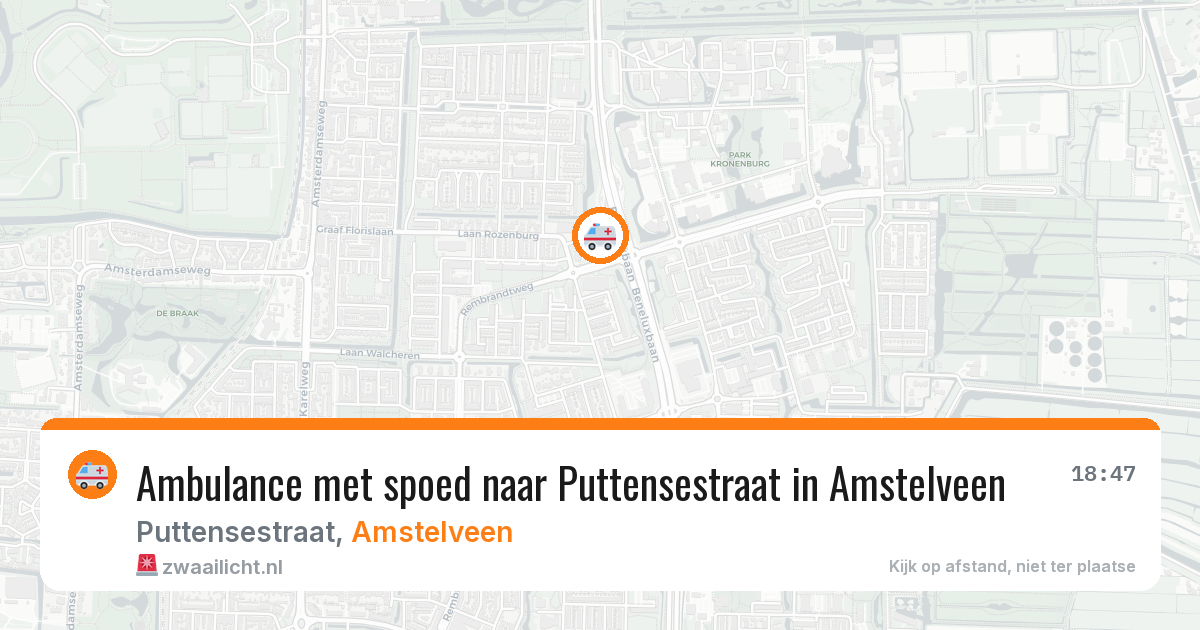 Ambulance met spoed naar Puttensestraat in Amstelveen — 12 jun 2026