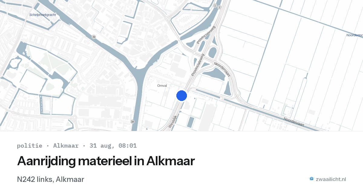 Aanrijding materieel in Alkmaar — 31 aug 2026