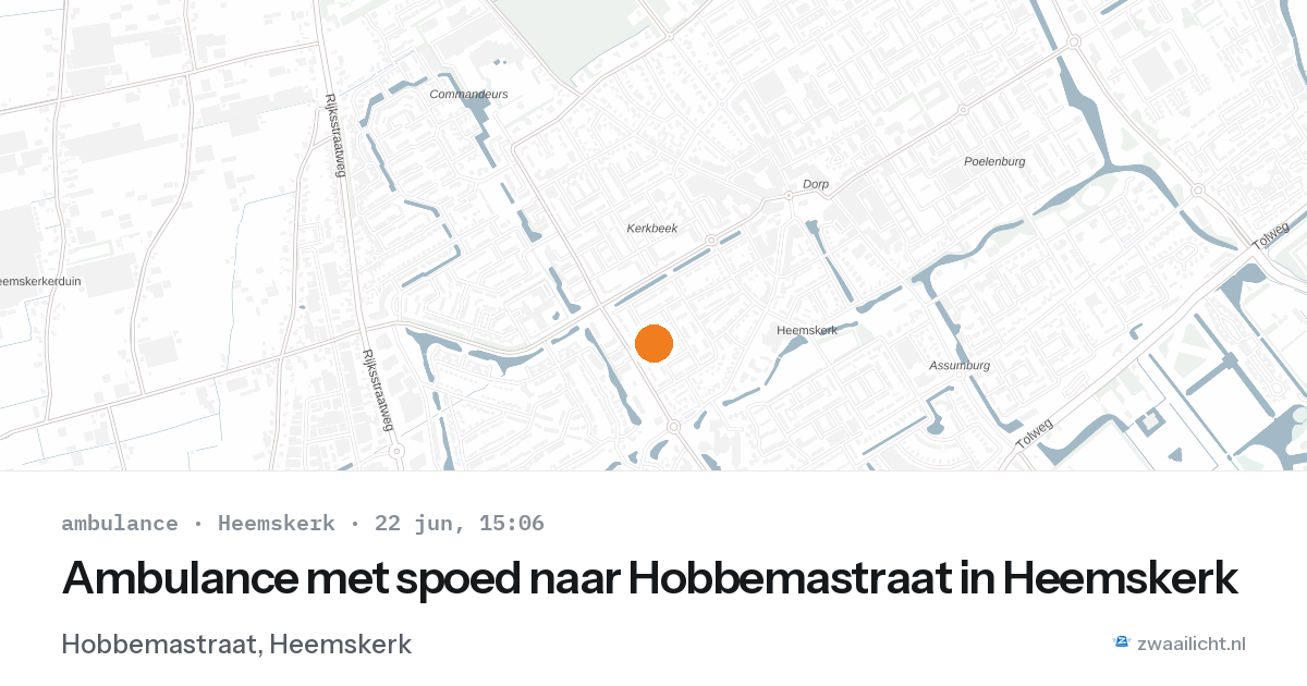 Ambulance met spoed naar Hobbemastraat in Heemskerk — 22 jun 2026