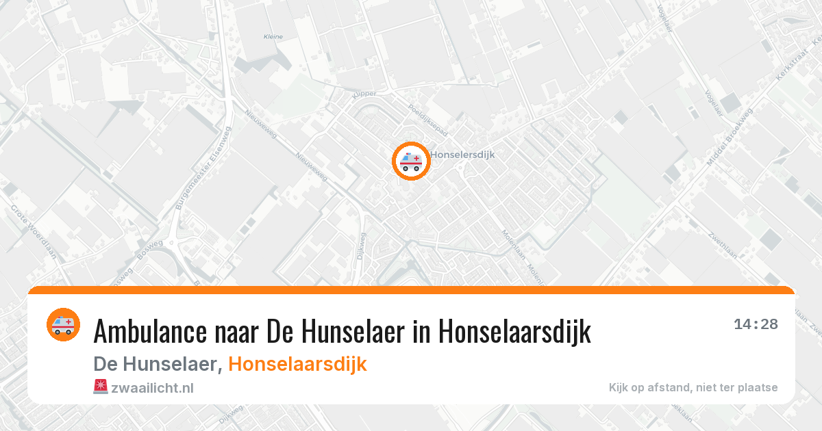 Ambulance naar De Hunselaer in Honselaarsdijk — 23 jun 2026