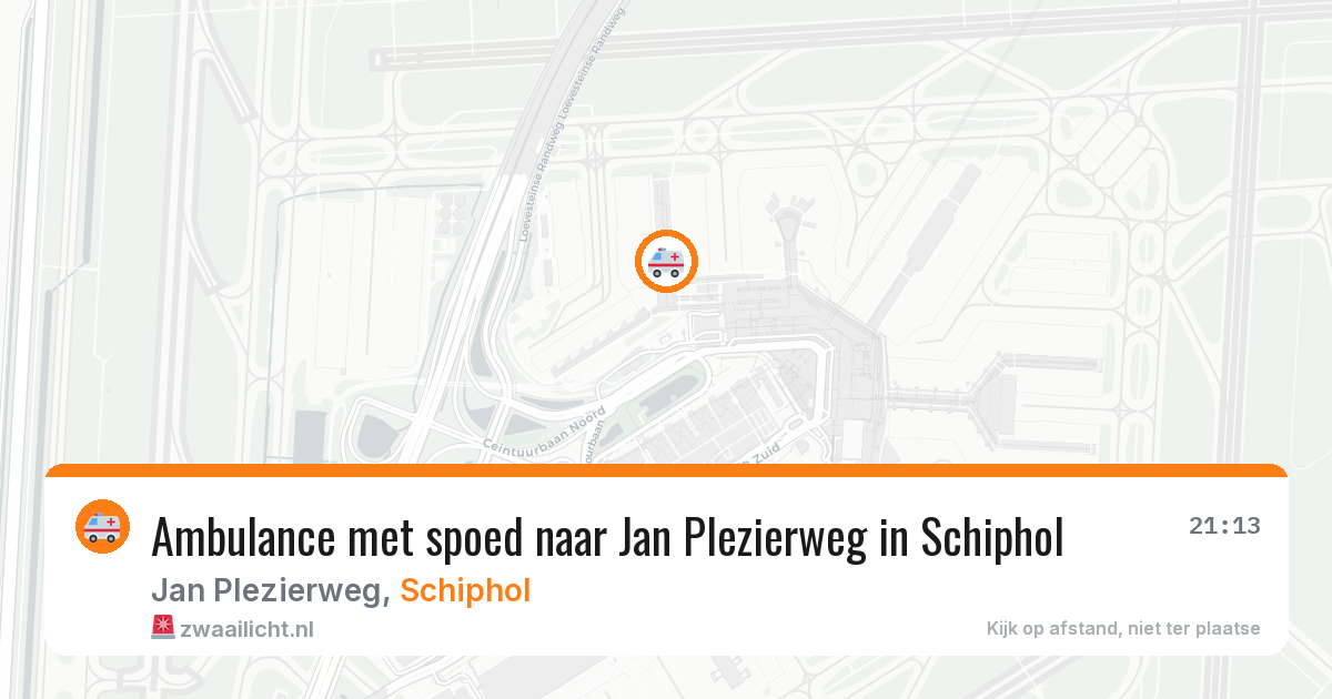 Ambulance met spoed naar Jan Plezierweg in Schiphol — 7 mei 2026