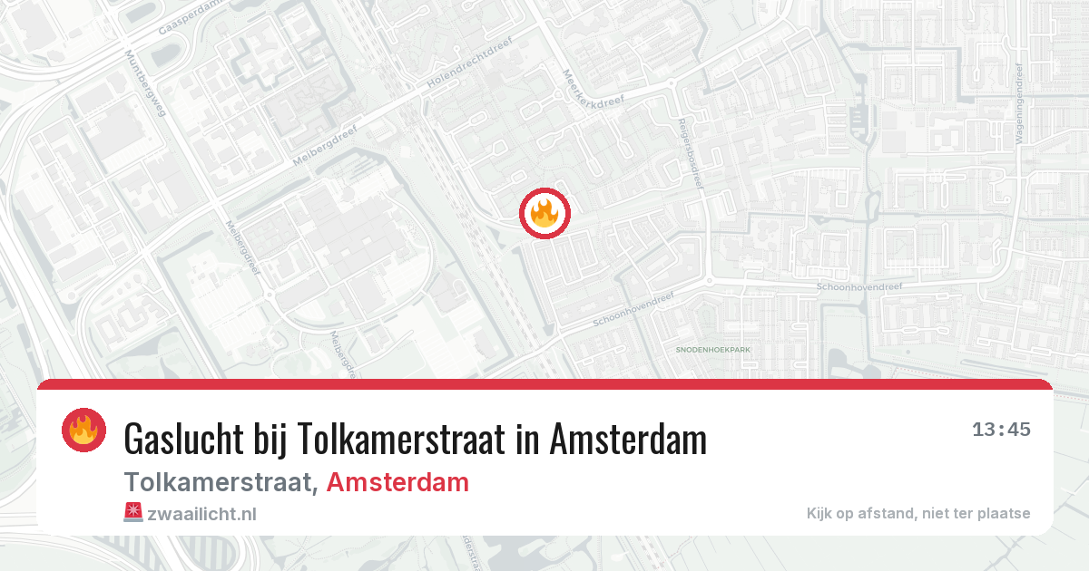 Gaslucht bij Tolkamerstraat in Amsterdam — 19 mrt 2026